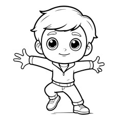 Cute vector illustration Boy doodle for toddlers coloring activity