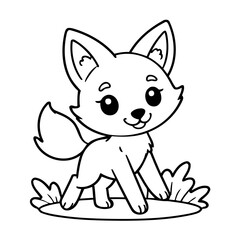Simple vector illustration of Coyote hand drawn for toddlers