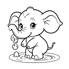 Simple vector illustration of Elephant drawing for children page