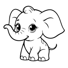 Obraz premium Simple vector illustration of Elephant drawing for toddlers colouring page