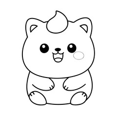 Fototapeta premium Cute vector illustration Kawaii doodle for toddlers coloring activity