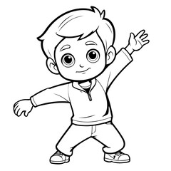 Cute vector illustration Boy for kids coloring activity page