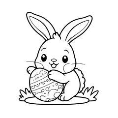Simple vector illustration of Bunny drawing for toddlers colouring page