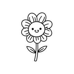Cute vector illustration Flower doodle for kids coloring worksheet