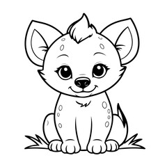 Vector illustration of a cute Hyena drawing for toddlers colouring page