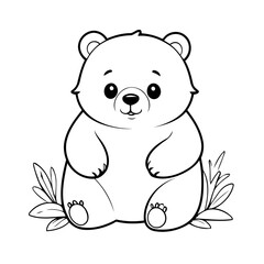 Cute vector illustration Bear doodle for children worksheet