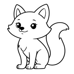 Cute vector illustration Fox drawing colouring activity