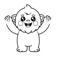 Vector illustration of a cute Yeti drawing for colouring page