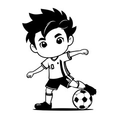 Vector illustration of a cute SoccerPlayer doodle for children worksheet