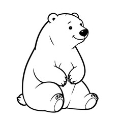 Vector illustration of a cute Polarbear drawing for kids colouring page