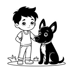 Cute vector illustration Boy drawing for toddlers book