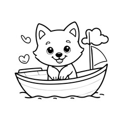 Vector illustration of a cute Wolf drawing for colouring page