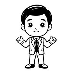 Vector illustration of a cute Businessman drawing for kids page