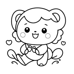 Cute vector illustration Kawaii hand drawn for kids coloring page