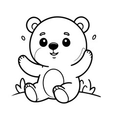 Vector illustration of a cute Bear drawing for kids colouring page