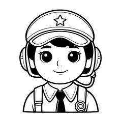 Cute vector illustration Pilot drawing for colouring page