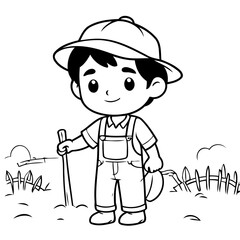 Simple vector illustration of Farmer for children colouring activity