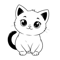 Vector illustration of a cute Kitten drawing for colouring page