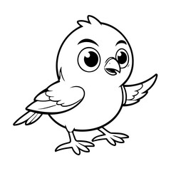 Vector illustration of a cute Bird doodle for kids colouring page