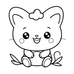Cute vector illustration Kawaii doodle black and white for kids page