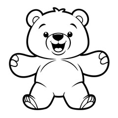 Vector illustration of a cute Bear drawing for kids colouring page
