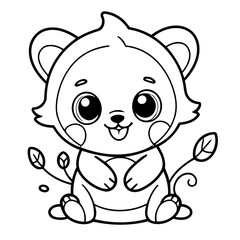 Vector illustration of a cute Kawaii drawing for kids page