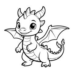 Cute vector illustration Dragon drawing for kids page