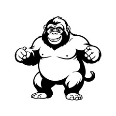 Vector illustration of a cute Gorilla doodle colouring activity for kids