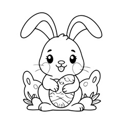 Cute vector illustration Bunny drawing for colouring page