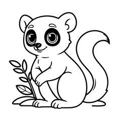 Vector illustration of a cute Lemur doodle drawing for kids page