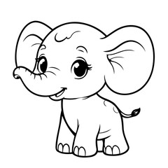 Cute vector illustration Elephant doodle for children worksheet