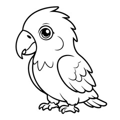 Vector illustration of a cute Parrot drawing for kids colouring activity