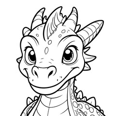 Vector illustration of a cute Dragon doodle drawing for kids page
