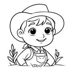 Cute vector illustration Farmer for kids coloring activity page
