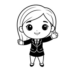 Cute vector illustration BusinessWoman doodle for toddlers colouring page