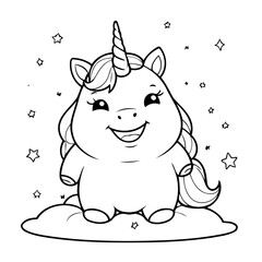 Cute vector illustration Unicorn hand drawn for kids page