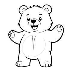 Cute vector illustration Bear hand drawn for kids page