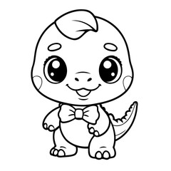 Cute vector illustration Dino for kids colouring page