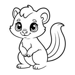 Vector illustration of a cute Skunk drawing colouring activity
