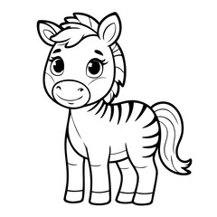 Cute vector illustration Zebra for kids colouring page