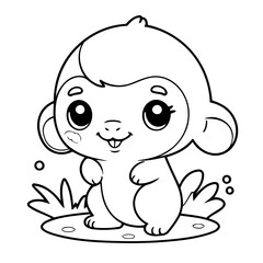 Cute vector illustration Kawaii doodle for toddlers colouring page
