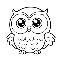 Vector illustration of a cute Owl drawing colouring activity