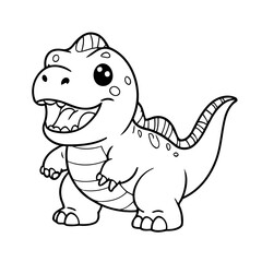 Simple vector illustration of Dino drawing for toddlers coloring activity