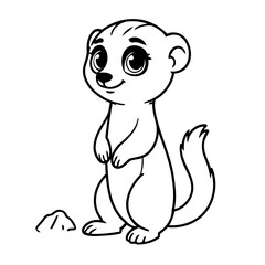 Simple vector illustration of Meerkat colouring page for kids