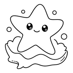 Simple vector illustration of StarFish drawing for toddlers colouring page