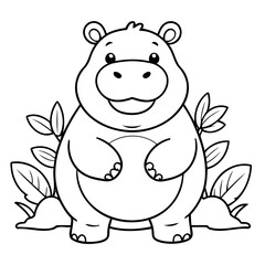 Cute vector illustration Hippo hand drawn for toddlers
