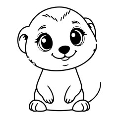 Vector illustration of a cute Meerkat doodle for kids coloring worksheet