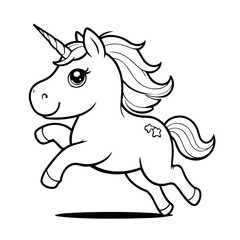 Cute vector illustration Unicorn drawing for toddlers book