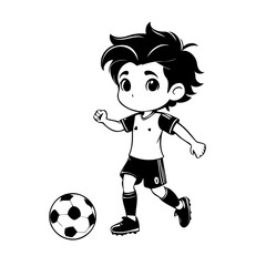 Cute vector illustration SoccerPlayer doodle for toddlers coloring activity