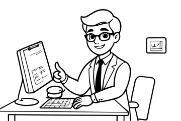 Cute vector illustration Man for kids coloring activity page